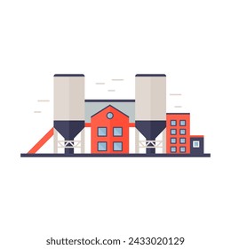 Factory station, industrial plant buildings and high storage tanks vector illustration