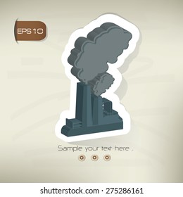 Factory sticker design on old background,vector