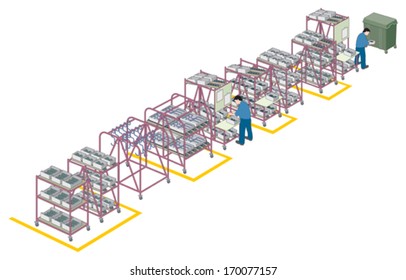 Factory supply and production line 1 vector