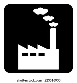 Factory symbol button on white background. Vector illustration.