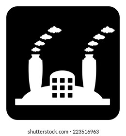 Factory symbol button on white background. Vector illustration.