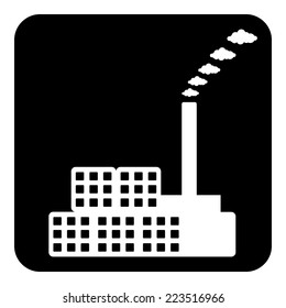 Factory symbol button on white background. Vector illustration.