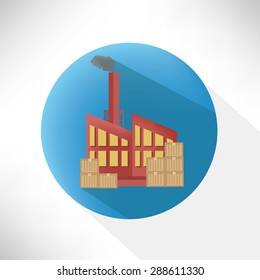 Factory symbol design,flat button,clean vector
