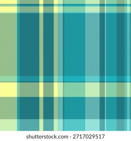 Textil de fondo de textura de fábrica, Vector de tela de tartán para hombre. Patrón de cuadros artesanales sin fisuras en la paleta de colores cian y lima.