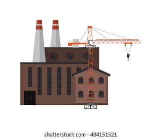 factory and tower crane icon