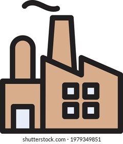 icono de línea de color de vector de fábrica