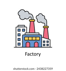 Factory  vector filled outline icon design illustration. Manufacturing units symbol on White background EPS 10 File