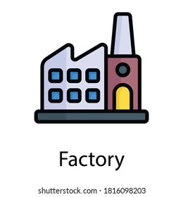 factory vector flat icon, colored line vector design