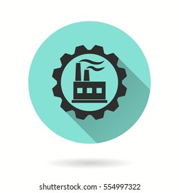 Factory vector icon. Black illustration isolated on green background for graphic and web design.