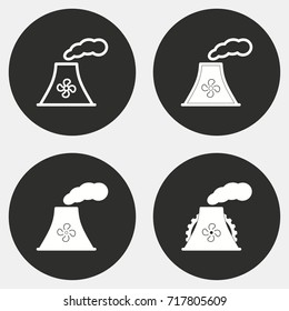Factory vector icon. Illustration isolated for graphic and web design. Round button.