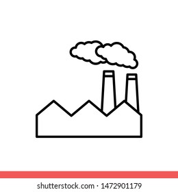 Factory vector icon, industrial building symbol. Simple, flat design for web or mobile app