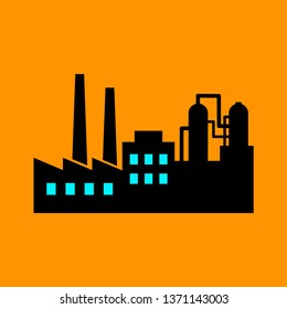 Factory vector icon on orange background