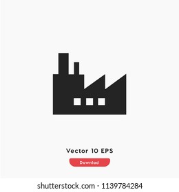 Factory vector icon. Station symbol.  Pictogram, flat vector sign isolated on white background. Simple vector illustration for graphic and web design.