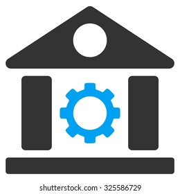 Factory vector icon. Style is bicolor flat symbol, blue and gray colors, rounded angles, white background.
