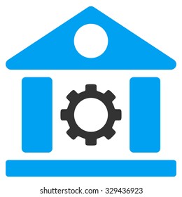 Factory vector icon. Style is bicolor flat symbol, blue and gray colors, rounded angles, white background.