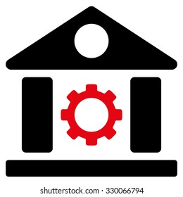 Factory vector icon. Style is bicolor flat symbol, intensive red and black colors, rounded angles, white background.