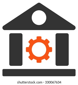Factory vector icon. Style is bicolor flat symbol, orange and gray colors, rounded angles, white background.