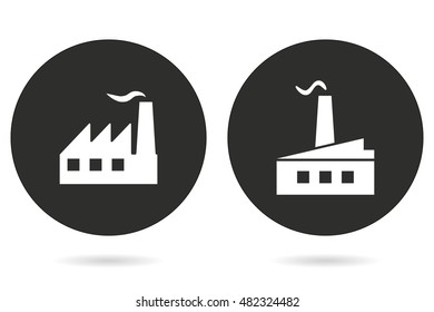 Factory vector icon. White illustration isolated on black background for graphic and web design.