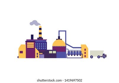 Factory vector illustration, isolated on white background. Flat design image.