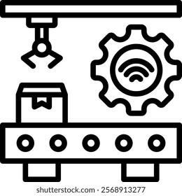 Factory Vector Lineal Icon On White Background.