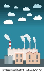 Factory vector. Manufacturing facility industrial architecture illustration.