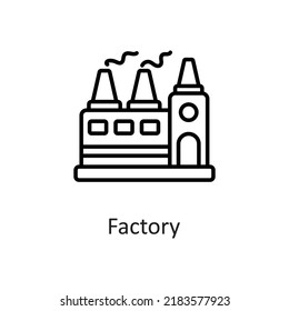 Factory vector Outline Icon Design illustration on White background. EPS 10 File 