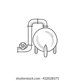 Icono de esbozo de vector de fábrica aislado en el fondo. Icono de fábrica dibujado a mano. Icono de esbozo de fábrica para infografía, sitio web o aplicación.