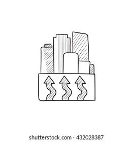 Factory vector sketch icon isolated on background. Hand drawn Factory icon. Factory sketch icon for infographic, website or app.