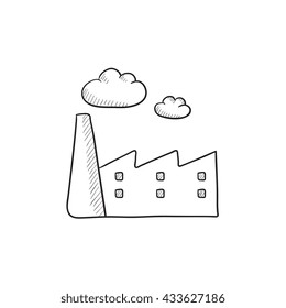 Factory vector sketch icon isolated on background. Hand drawn Factory icon. Factory sketch icon for infographic, website or app.