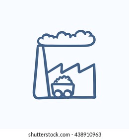 Factory-Vektorgrafik-Symbol einzeln auf Hintergrund. Handgezeichnete Fabriksymbol. Factory Sketch Symbol für Infografik, Website oder App.
