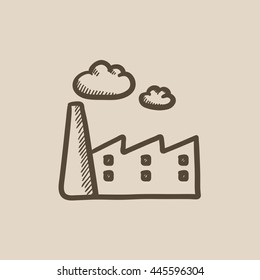 Factory vector sketch icon isolated on background. Hand drawn Factory icon. Factory sketch icon for infographic, website or app.