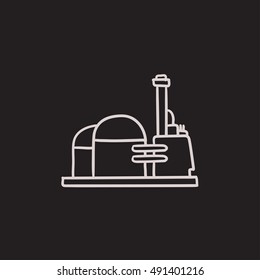 Icono de esbozo de vector de fábrica aislado en el fondo. Icono de fábrica dibujado a mano. Icono de esbozo de fábrica para infografía, sitio web o aplicación.