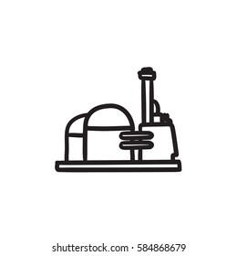 Icono de esbozo de vector de fábrica aislado en el fondo. Icono de fábrica dibujado a mano. Icono de esbozo de fábrica para infografía, sitio web o aplicación.