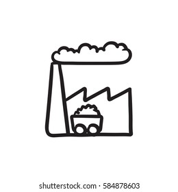 Factory vector sketch icon isolated on background. Hand drawn Factory icon. Factory sketch icon for infographic, website or app.