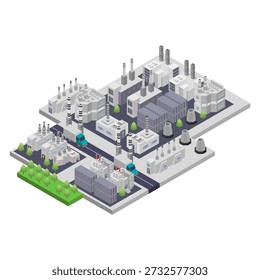 Factory and warehouse building isometric