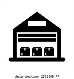 Icono del almacén de la fábrica, gráficos del Vector