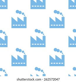 Factory white and blue seamless pattern for web design. Vector symbol