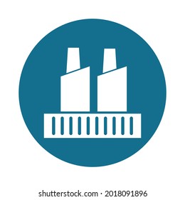 Glifo blanco de fábrica con icono de vector de fondo de color que puede modificar o editar fácilmente 
