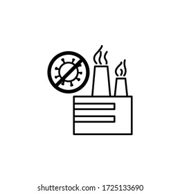 factory work, after coronavirus line illustration icon on white background
