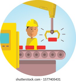 Factory worker cartoon illustration flat style