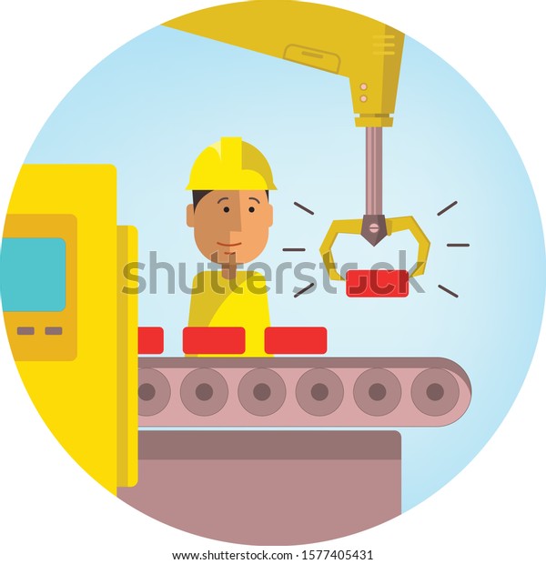 Factory Worker Cartoon Illustration Flat Style Stock Vector (Royalty ...