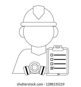 factory worker with clipboard and pencil