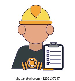 factory worker with clipboard and pencil