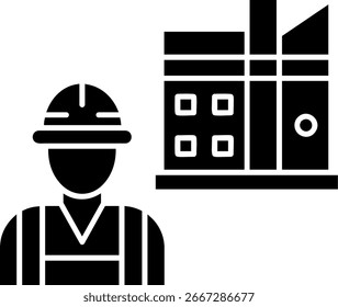 Design de ícone de vetor de glifos do profissional de fábrica