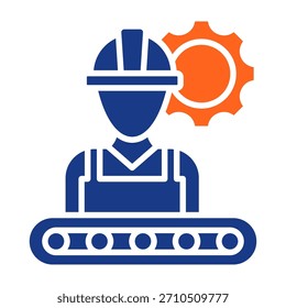 Ilustración vectorial de relleno de icono de trabajador de fábrica