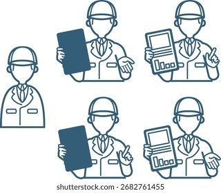 Ilustraciones del icono del trabajador de fábrica como jefes y gerentes