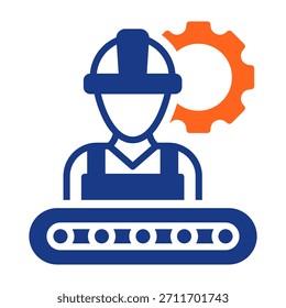 Icono de trabajador de fábrica Ilustración vectorial de color mezclado