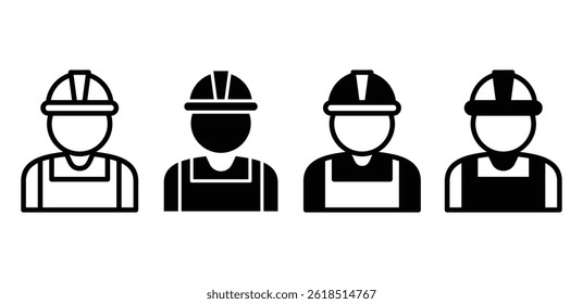 Factory Worker Icons Black and White Color Vector Design Illustration