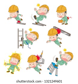 Factory worker Male labor accident illustration