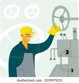 Fabrikarbeiter mit mechanischer Instrumentierung